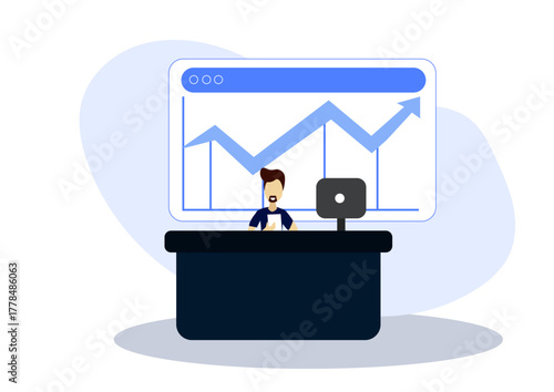 Young Boy Anchor Vector Image Concept  