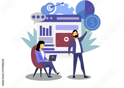 Data Analyst Working Vector Image  