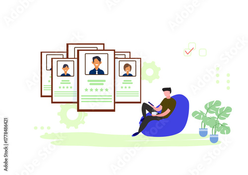 Employment Agencies Reviewing Recruiter  Vector Image  
