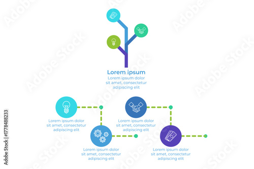 Infographic presenting visual representation of interconnected ideas with colorful icons. Relationships between concepts enhancing understanding in educational context