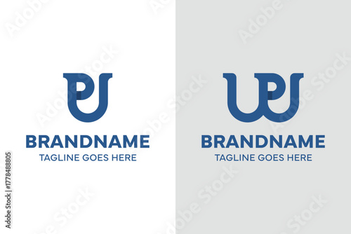 Letters PU and PW Monogram Logo, suitable for any business with PU UP PW WP initials