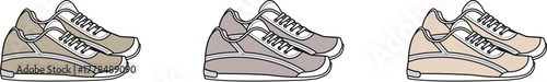 Collection of three neutral-toned athletic shoes, perfect for casual wear or light activity