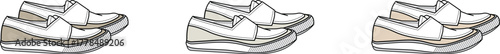 A collection of minimalist casual sneakers shown in profile. A vector illustration set representing modern urban fashion and an active lifestyle
