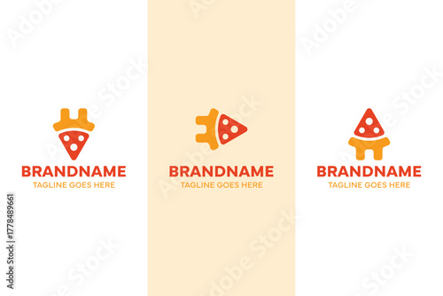 Letter E M W Pizza Modern Logo, symbolizing creativity, flavor, and modern dining