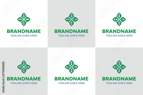 Letter C G E O S Z Leaf Modern Logo Set, symbolizing growth, freshness, and sustainability