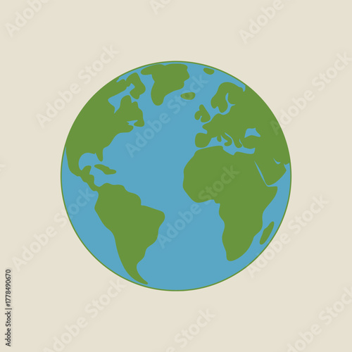 Stylized illustration of planet earth with continents and oceans