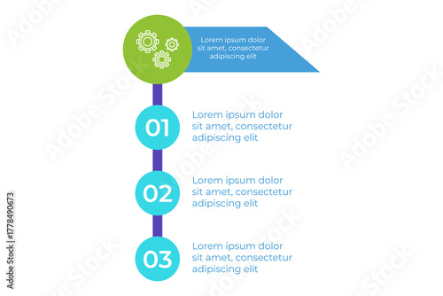 Infographic presenting clear three-step process. Each step illustrated with icons and concise text explaining actions needed to complete process effectively