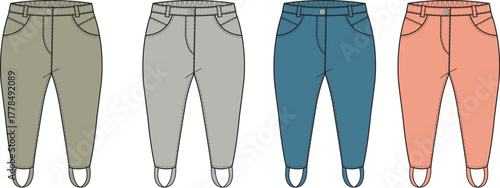 Charming collection of baby sleepsuits in various pastel colorways featuring a playful cloud appliqué, a flat technical drawing for kids apparel design