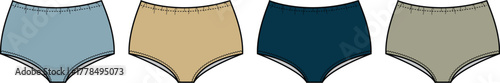 A collection of four plain colored briefs for women, displayed side-by-side with a clean and minimalist presentation on a white background