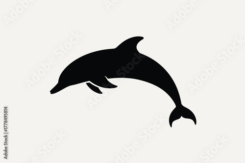 Silhouette of a dolphin leaping out of the water