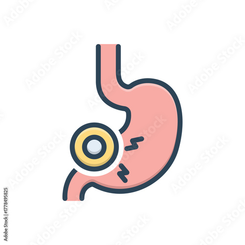 Color illustration icon for gastric agony