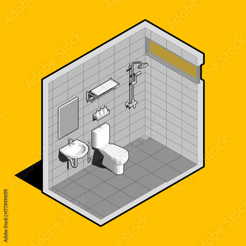 Master Bathroom Isometric Illustration