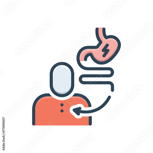 Color illustration icon for gastrointestinal discomfort