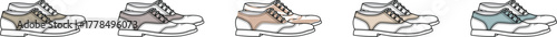 Diverse array of contemporary athletic footwear illustrations, featuring a spectrum of trendy sneaker designs in varied colors for active fashion and casual wear