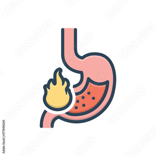 Color illustration icon for gastrointestinal discomfort