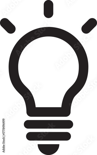 シンプルな光る電球のアイコン、ベクターイラスト