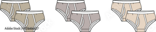 Illustration of Underwear in Various Colors Beige, Brown, and Tan Underwear for Everyday Wear in a Set