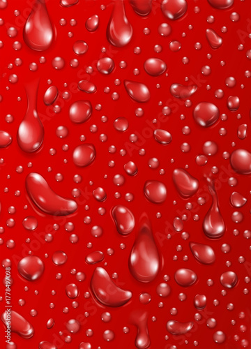 water drops on red background