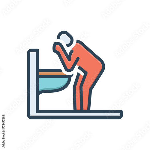 Color illustration icon for nausea
