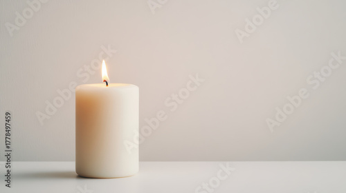 Wallpaper Mural Serene candle flickers softly against minimalist background, creating calming atmosphere Torontodigital.ca