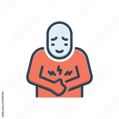 Color illustration icon for stomach pain