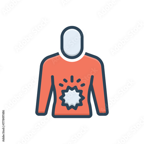 Color illustration icon for stomach cramps