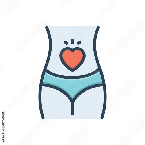 Color illustration icon for abdominal tenderness