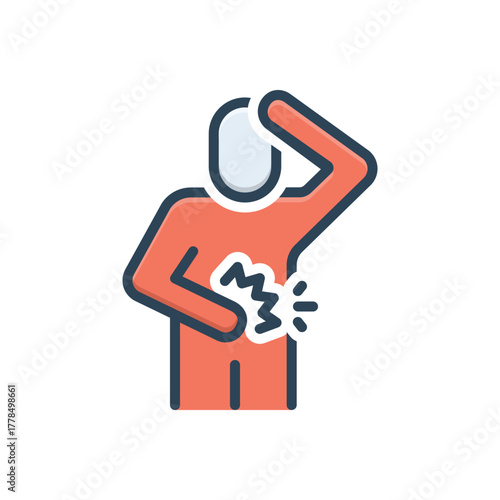 Color illustration icon for abdominal discomfort