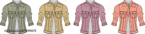 Stylish shirts in earthy, pastel shades A set of trendy casual wear illustrations