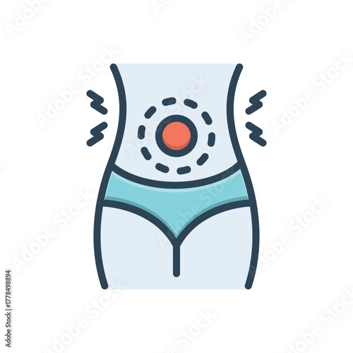 Color illustration icon for belly discomfort