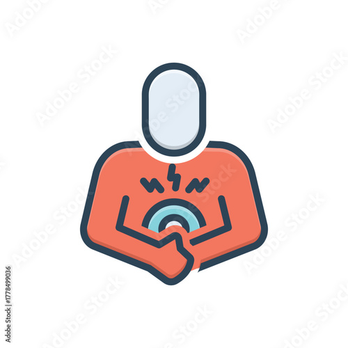 Color illustration icon for bellyache