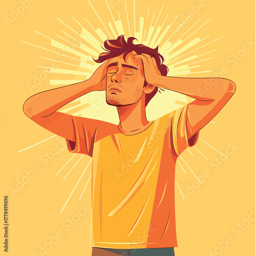 Understanding and coping with summer heat exhaustion symptoms and prevention strategies   , vector style simple color