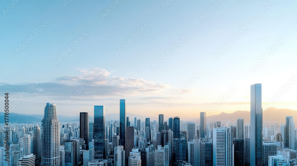custom made wallpaper toronto digitalTranquil skyline view showcases modern skyscrapers under soft evening haze