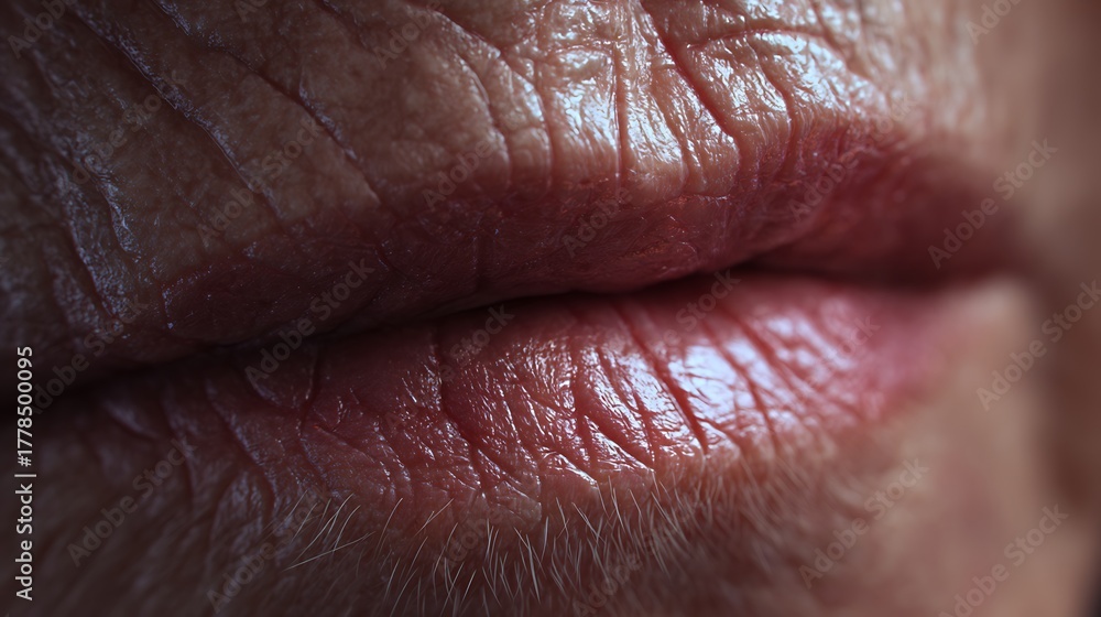 Fototapeta premium Lips from adolescence to old age, the volume and moisture of the lips are reduced.