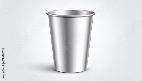 Sleek metallic reusable cup, a modern and durable beverage container designed for contemporary drinkware solutions and eco-conscious living, perfect for diverse settings
