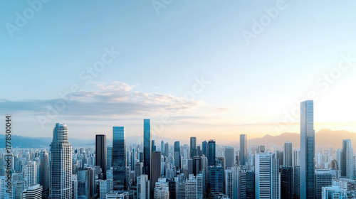 Wallpaper Mural Tranquil skyline view showcases modern skyscrapers under soft evening haze Torontodigital.ca