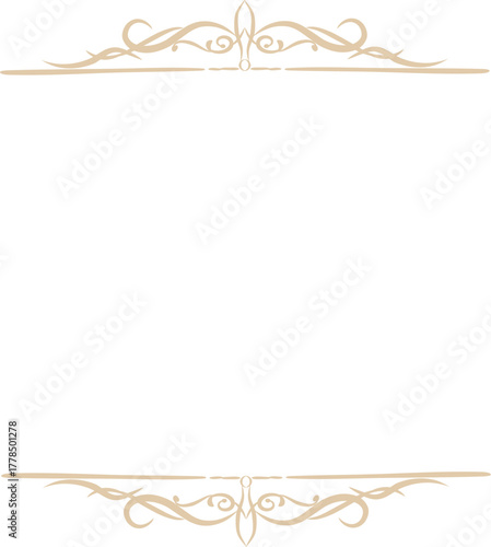 Elegant beige frame with delicate swirl patterns, perfect for invitations, cards, or certificates.