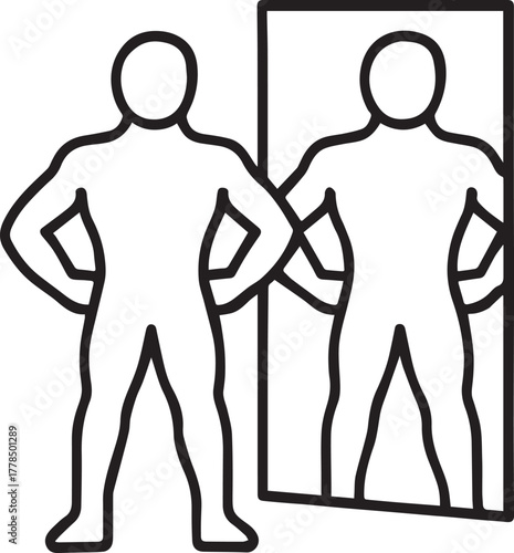 Person Confidently Facing Mirror