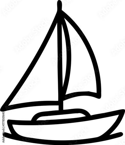 Simple Hand Drawn Sailboat Silhouette Nautical Vessel Outline