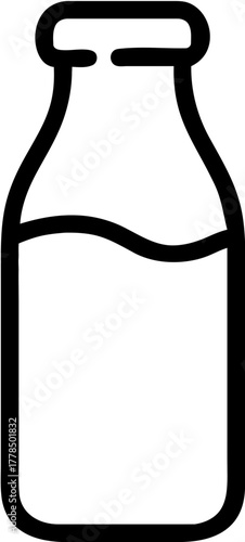 Simple Outline Illustration of a Milk Bottle