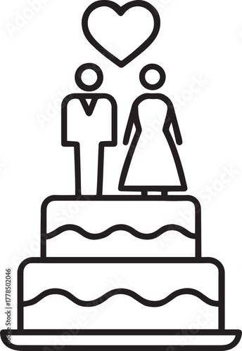 Wedding Cake with Toppers