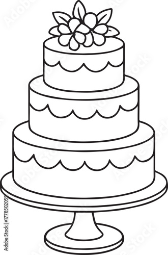 Floral Three-Tier Wedding Cake