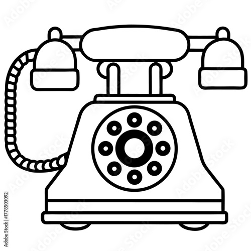 Retro Rotary Dial Telephone Icon for Communication