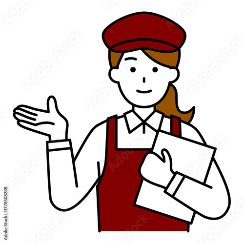 案内するカフェの女性店員