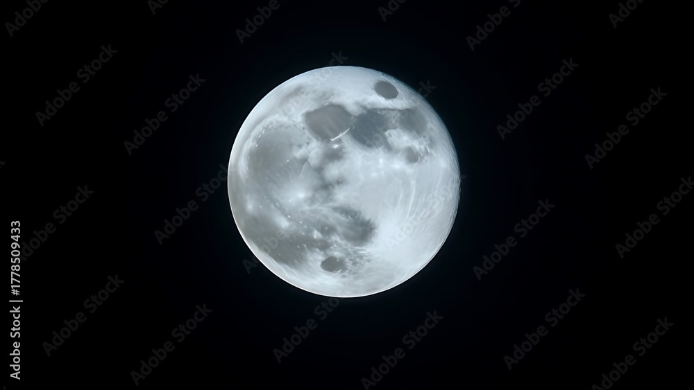Fototapeta premium planetarium. Close-up view of the moon showcasing detailed craters under cool blue moonlight. STEM education sheets, lab safety posters, designed for STEM education and laboratory safety posters.
