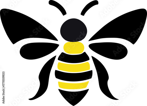 Modern professional bee logo vector design, bee silhouette cut out vector sticker with Simple Geometric Design of bee emblem design Mascot Creative Design