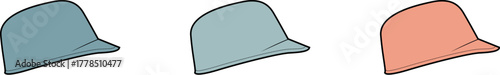 Baseball Caps in Various Colors Simple Graphic Illustration