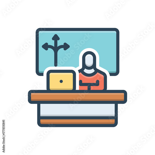 Color illustration icon for expert guidance
