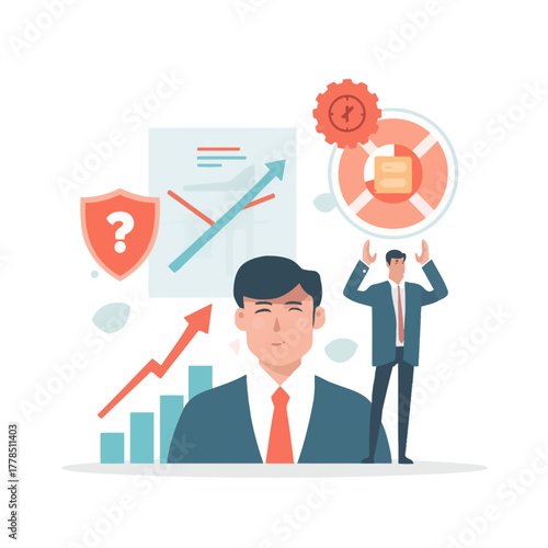 A business professional navigating financial uncertainties and seeking strategic solutions for growth and stability, managing risks and opportunities