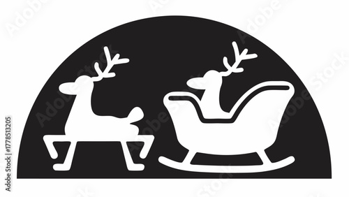 Festive reindeer pulling Santa's sleigh, spreading holiday cheer, a classic Christmas icon that embodies joy and winter magic for seasonal projects